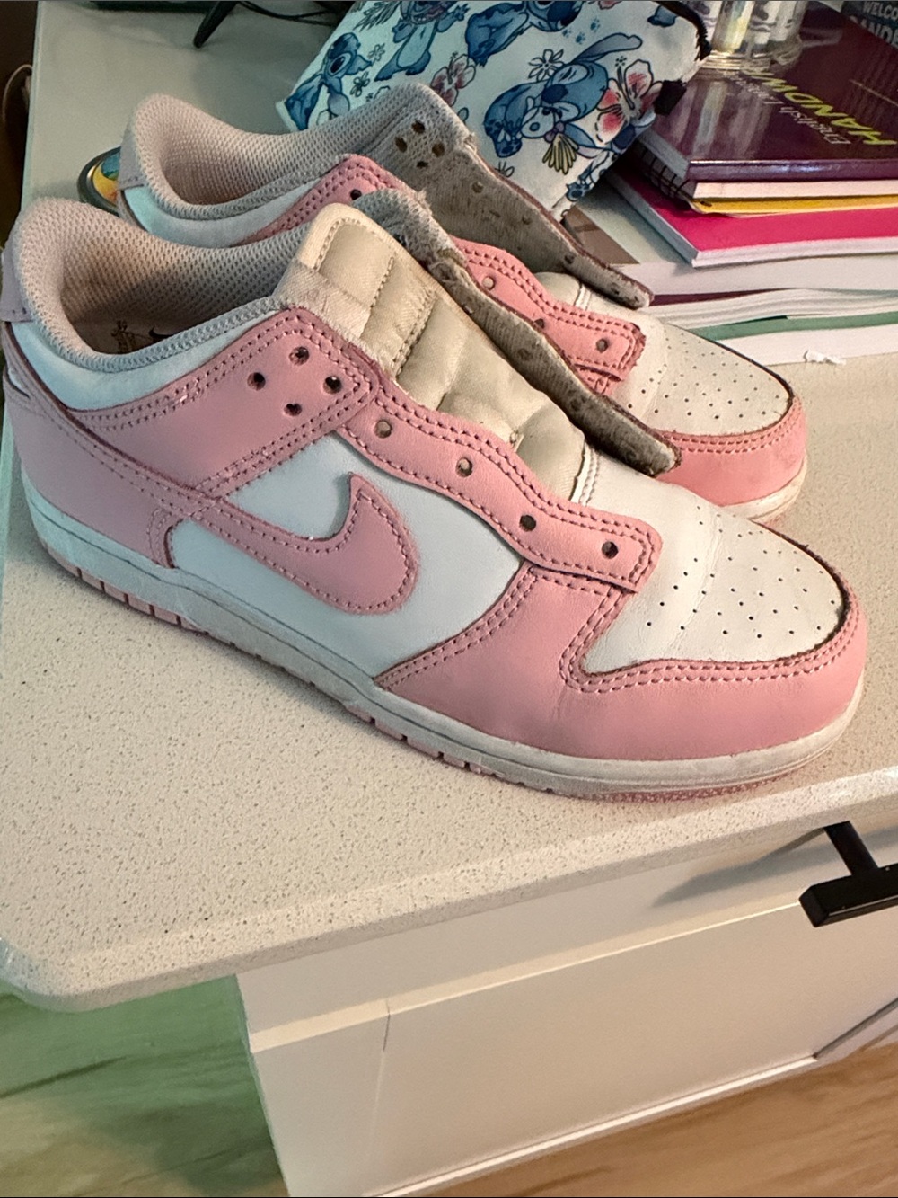 Nike Kids Pink and White Low-Top Sneakers